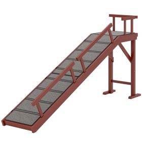 Wooden Dog Ramp with Removable Guardrails, Non-Slip Surface, 70.5" Long, Brown