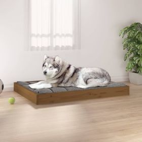 Dog Bed Honey Brown Solid Pine Wood 40.0 x 29.1 x 3.5 in Durable