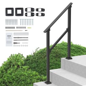 VEVOR Handrails for Outdoor Steps, 2-3 Step Stair Hand Rail Kit, Transitional Carbon Steel Railings with Installation Kit, Stair Rails for Senior